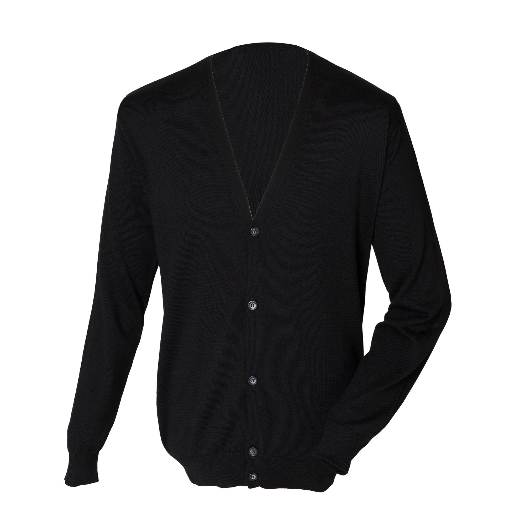 Henbury Heren V-hals fijngebreid vest met knopen XS zwart