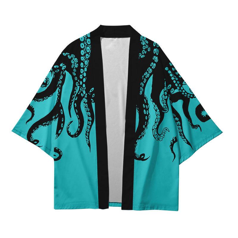 DSorothy Octopus Print Losse Japanse Streetwear Cardigan Vrouwen Mannen Harajuku Haori Kimono Cosplay Top Shirts XXL