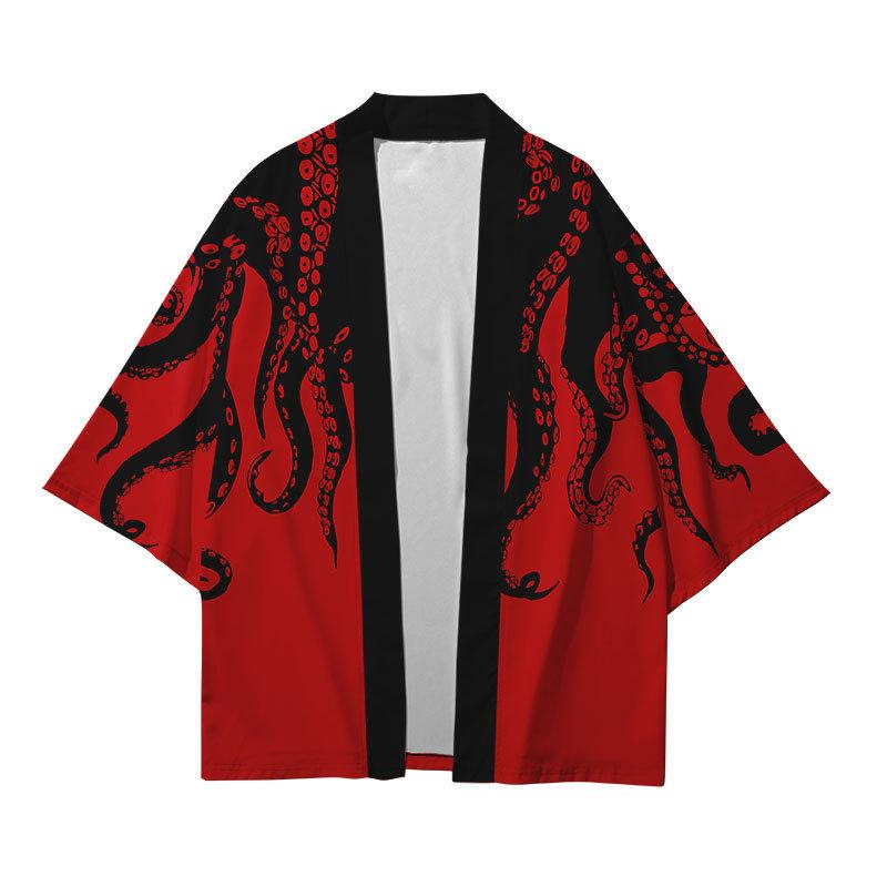DSorothy Octopus Print Losse Japanse Streetwear Cardigan Vrouwen Mannen Harajuku Haori Kimono Cosplay Top Shirts XXXL