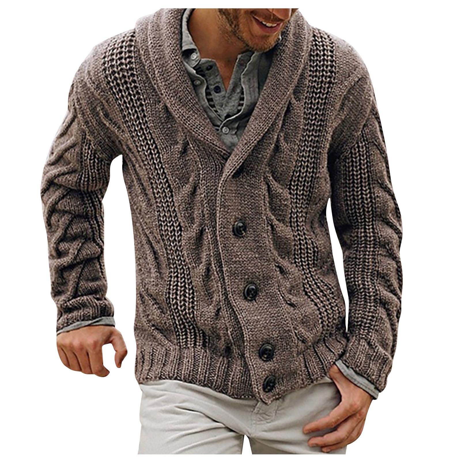 League of Legend Herfst- en winter herenmode los vest warme revers capuchon trui gebreide jas L bruin