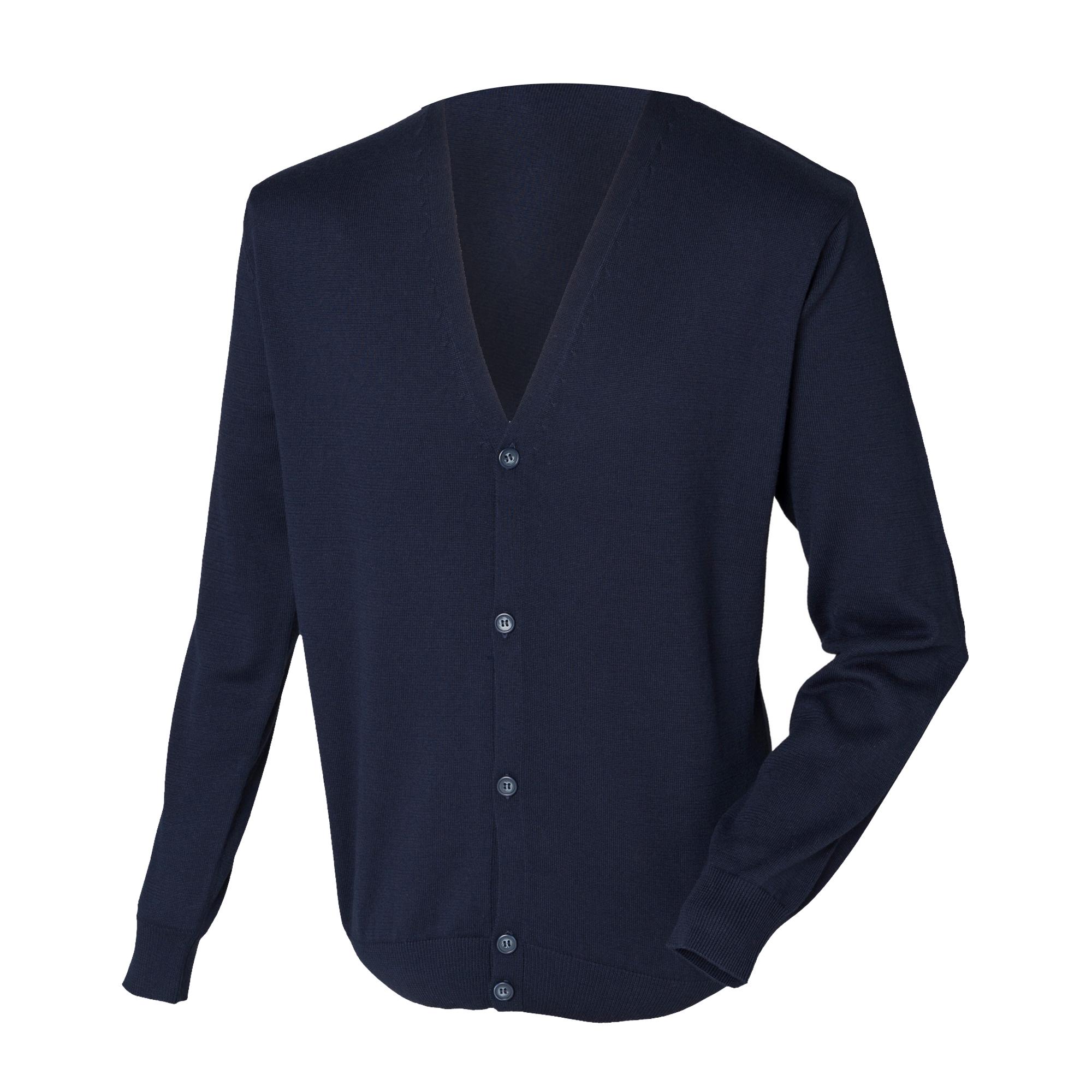 Henbury Heren V-hals fijngebreid vest met knopen L Vloot