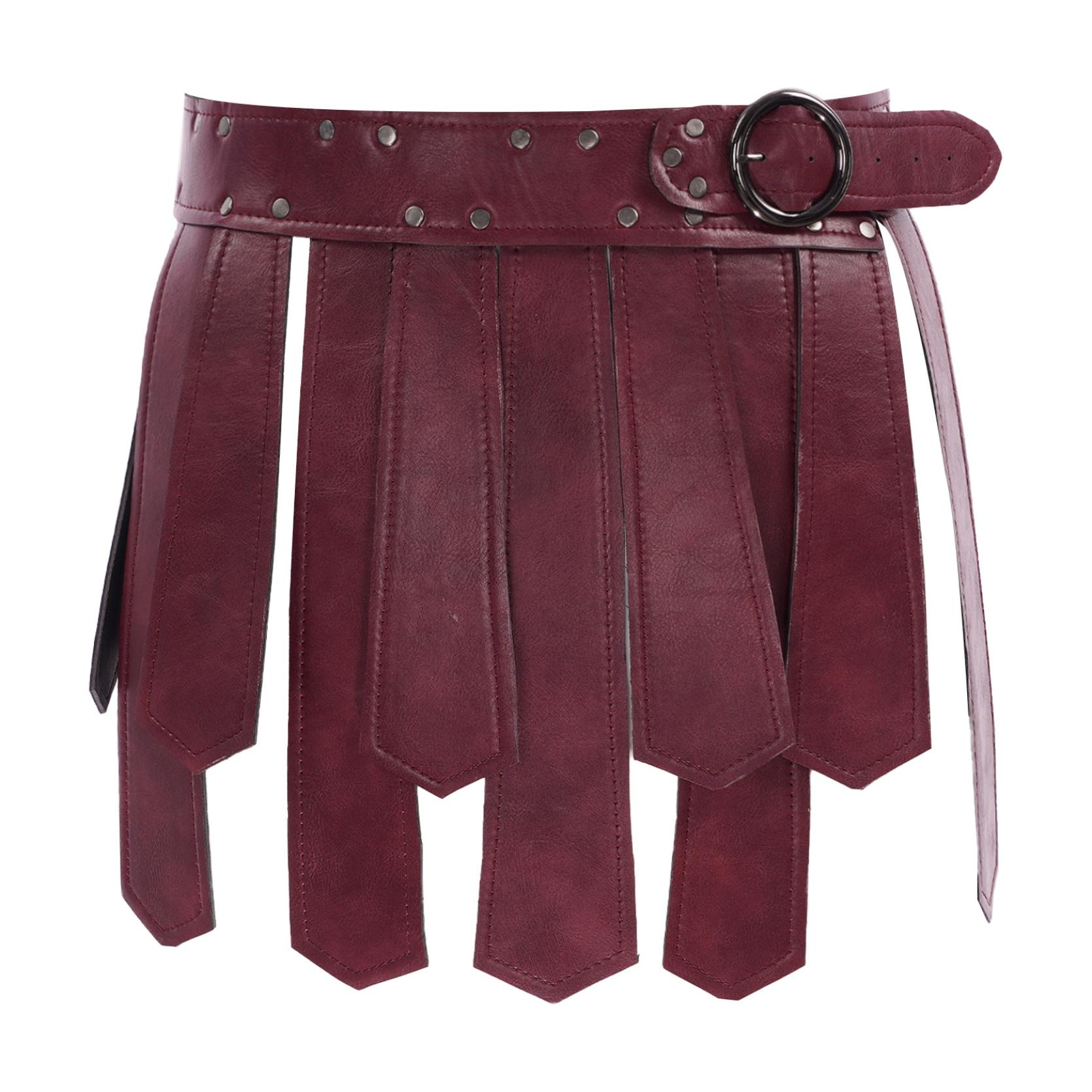 IEFiEL Damesmode Punk Stijl Verstelbare Klinknagels Versierd Tailleband Fringe Onregelmatige Kwastje Rok Riem One Size
