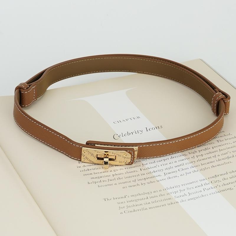 Meimeier Echte leren riem voor dames, een paar gespen, dunne riem van koeienhuid, bijpassende rok met modieuze jurkversiering, damesbroekriem 105cm