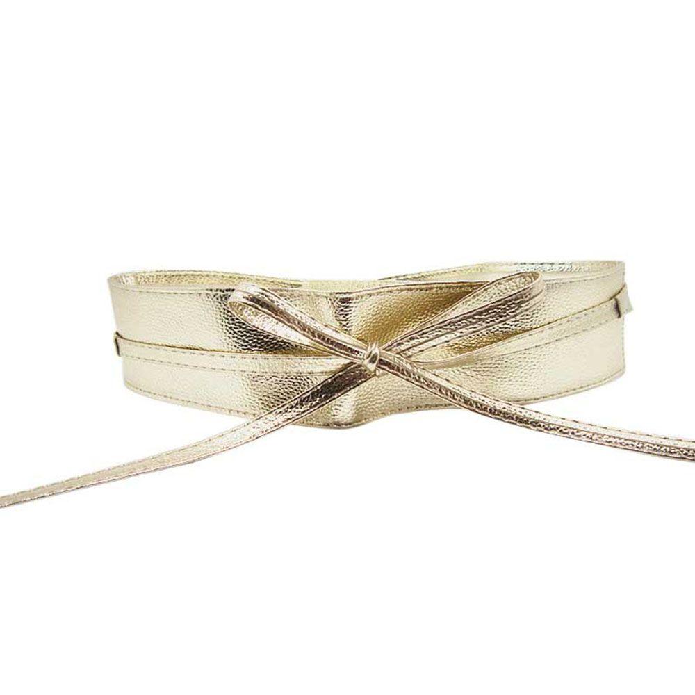 ShuntuMun for Female Ladies  Girls Belt Elegant Bow Belt Wide Self Tie Wrap Around Waist Band Dress Belt goud