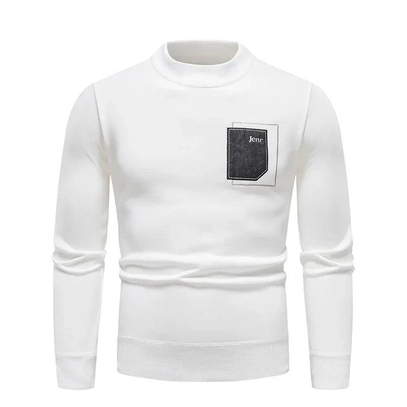 King Billion 2024 Lente Winter Nieuwe Heren Half Turtleneck Truien Mannelijke Mode Effen Kleur Dikke en Warme Onderkant Shirt Mannelijke Casual Kleding ASIAN XXXXL wit