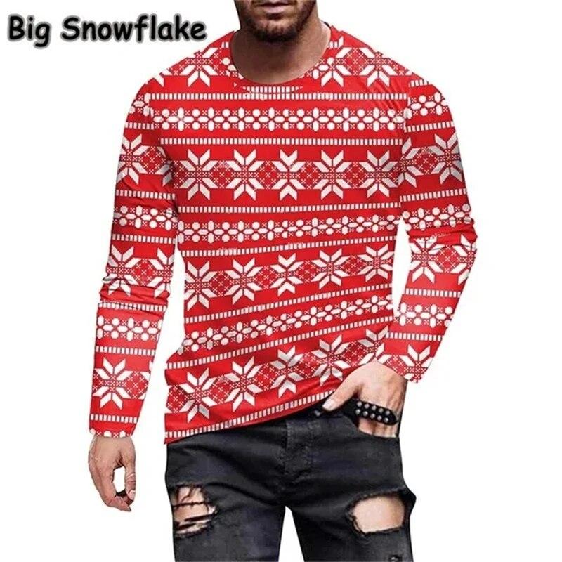 ETST 007 Kerstfestival 3D-geprint T-shirt met lange mouwen voor mannen en vrouwen Casual mode Streetwear Comfortabele tops Promotie T-shirts 4XL