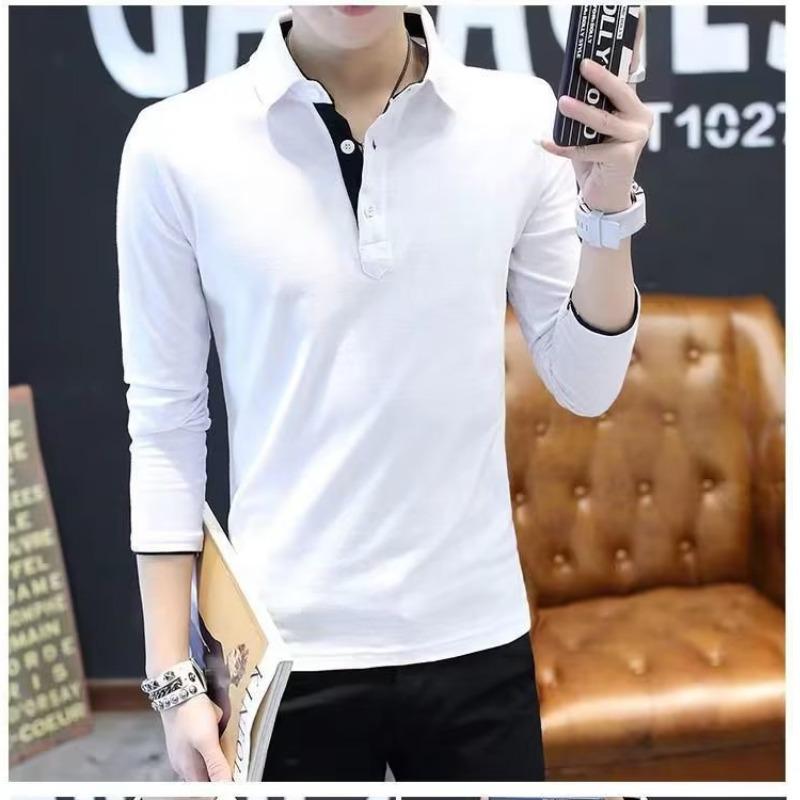 VantaGoods Trendy poloshirt met lange mouwen voor heren met revers - Casual slim fit voor lente en herfst 2XL wit