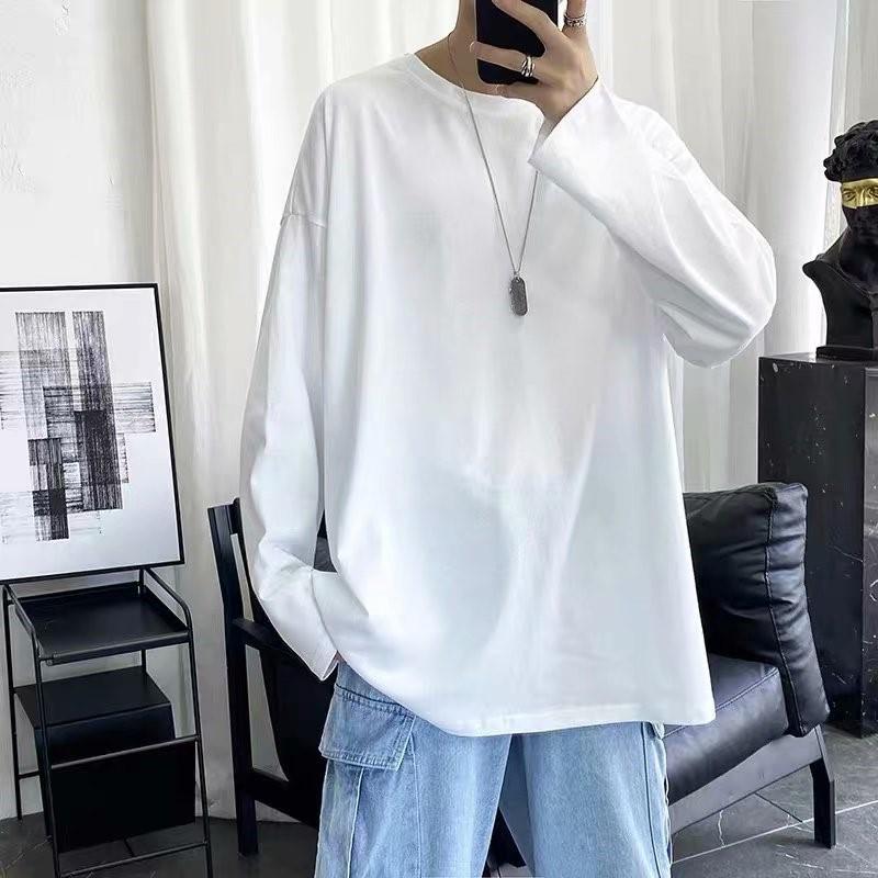VantaGoods Heren 2024 Lente/Herfst Lange Mouw Effen Kleur Ronde Hals Fashion T-shirt S