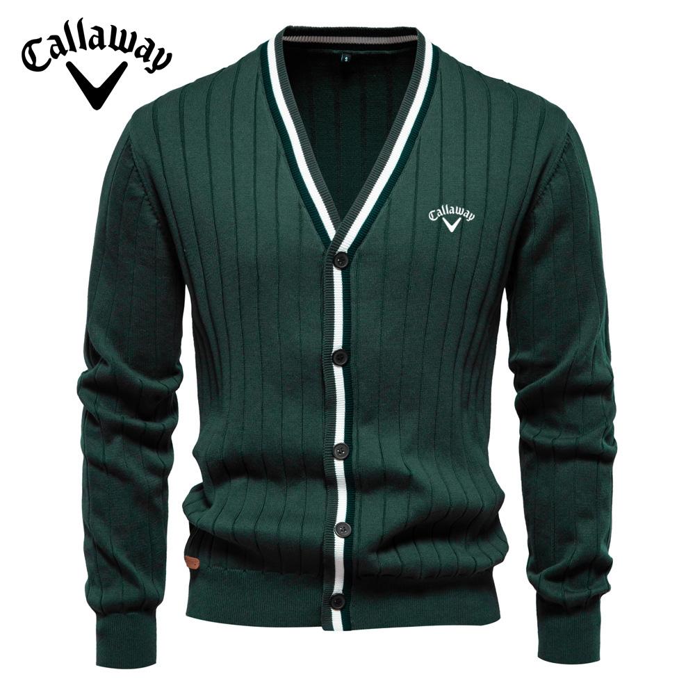 Callaway 2025 Herfst/Winter Geborduurd Nieuw Cardigan Heren V-hals Lange Mouw Trui Gebreide Jas L
