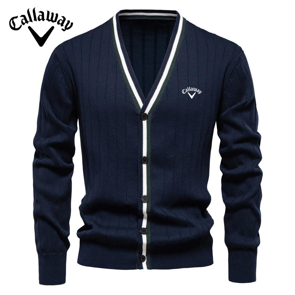 Callaway 2025 Herfst/Winter Geborduurd Nieuw Cardigan Heren V-hals Lange Mouw Trui Gebreide Jas XL