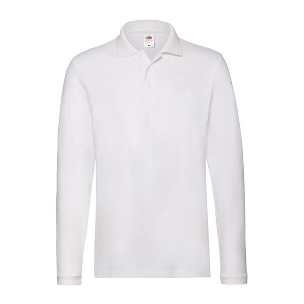 Fruit Of The Loom Mens Cotton Pique Long-Sleeved Polo Shirt XXL wit