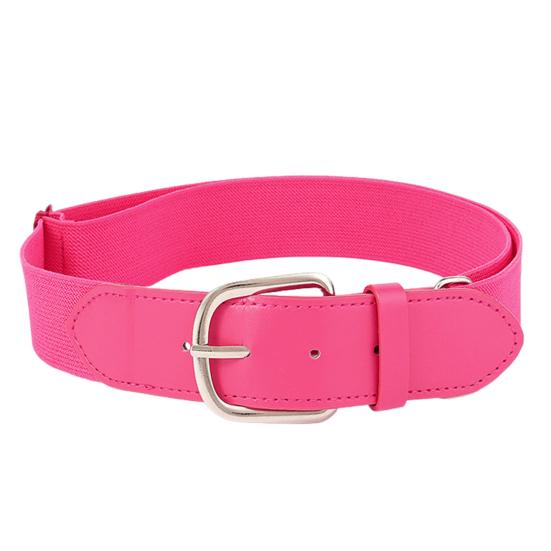 Fankeao Tiener elastische honkbal softbal riem verstelbare lengte legering gesp riem effen kleur imitatie lederen riem roze