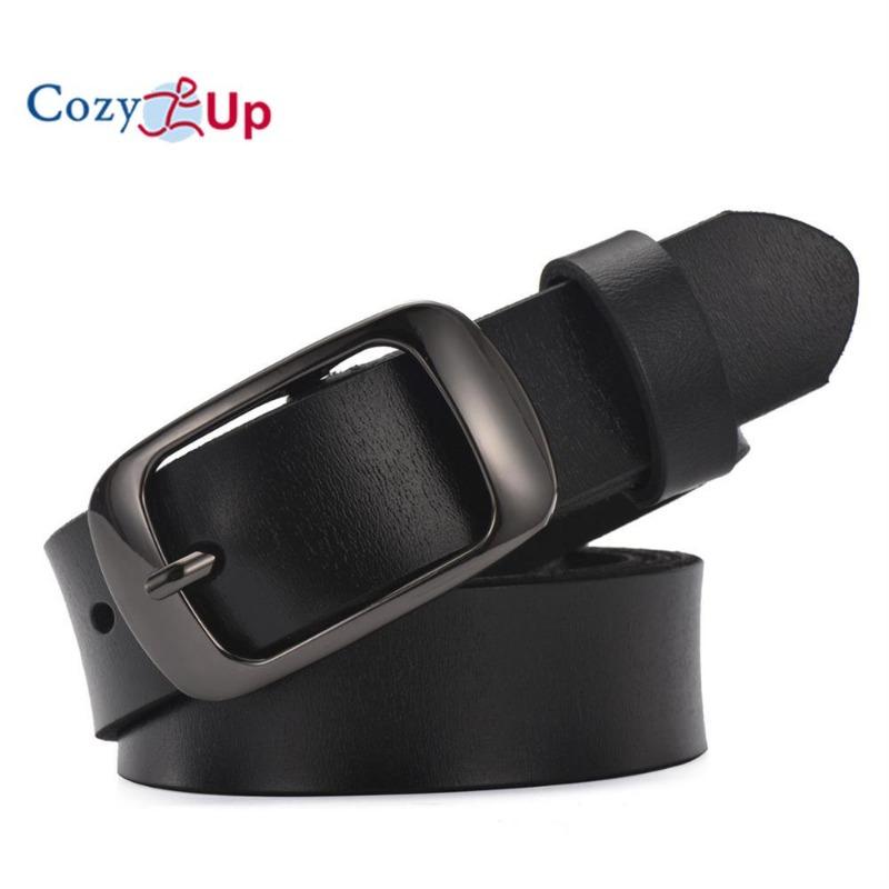 Cozy Up Accessories Damesriem Casual All-match Damesslip Echt leren riem Damesriem Pure kleur riemen Topkwaliteit jeansriem WH001 120cm zwart