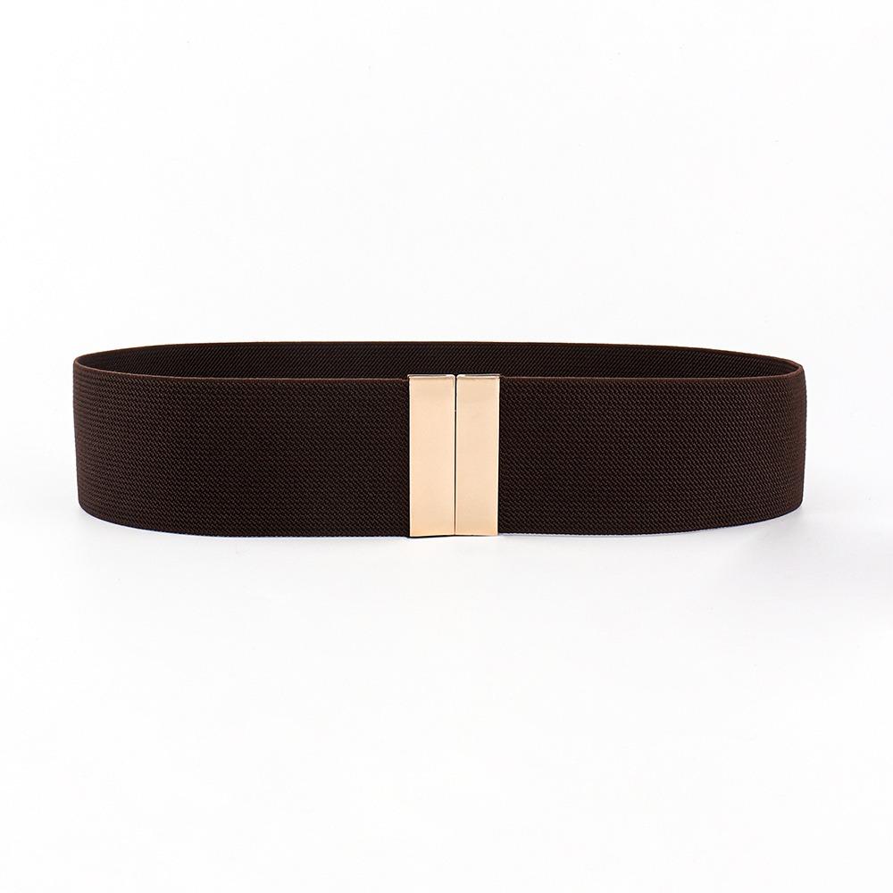 Shanhiji11 Effen kleur stretch cinch tailleband brede taille riem nieuwe jurk accessoires donsjas brown gold
