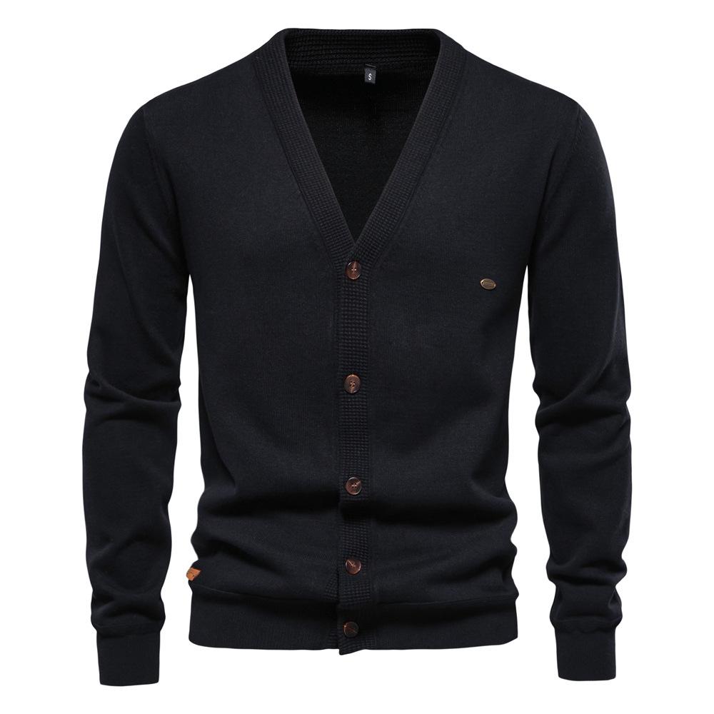Phoca largha Heren Vintage Lange Mouw Cardigan Trui Knoopsluiting Lichtgewicht Business Casual V Hals Werk Cardigans Gebreide Truien voor Heren S zwart