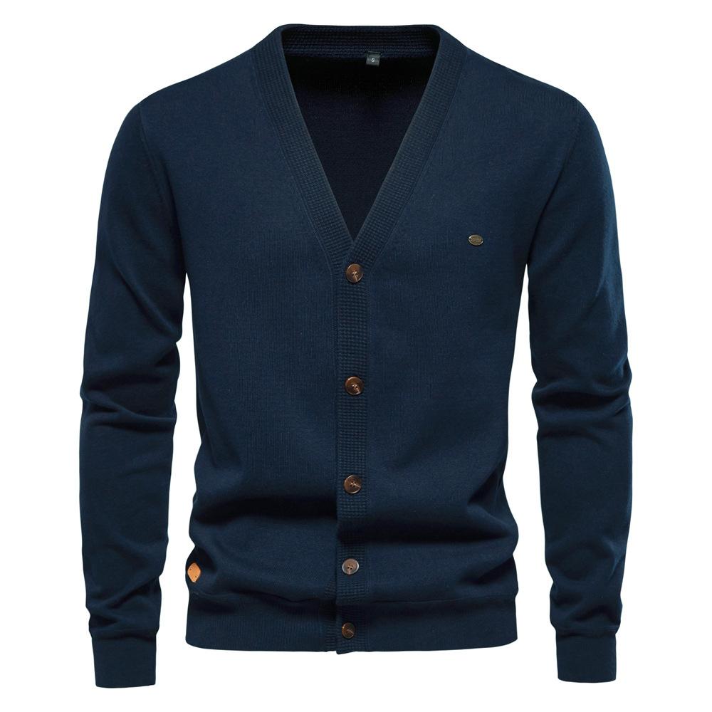 Phoca largha Heren Vintage Lange Mouw Cardigan Trui Knoopsluiting Lichtgewicht Business Casual V Hals Werk Cardigans Gebreide Truien voor Heren XL marineblauwe kleur
