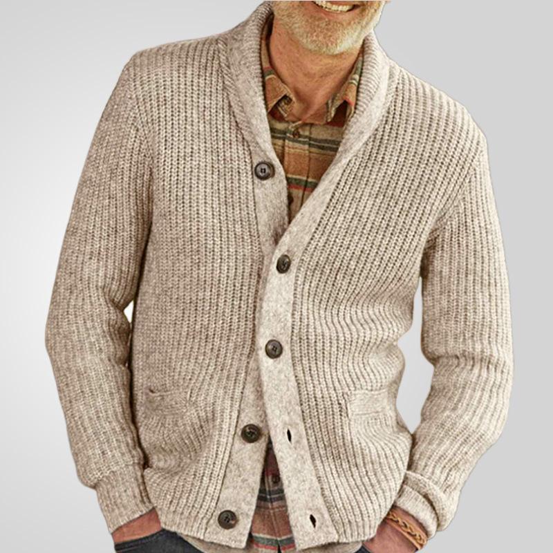 Phoca largha Heren Casual Cardigan Truien Vintage Sjaalkraag Lange Mouw Gebreide Knoopsluiting Cardigans Met Zakken Herfst Winter Trui Gebreide Buitenkleding voor Heren 2XL abrikoos