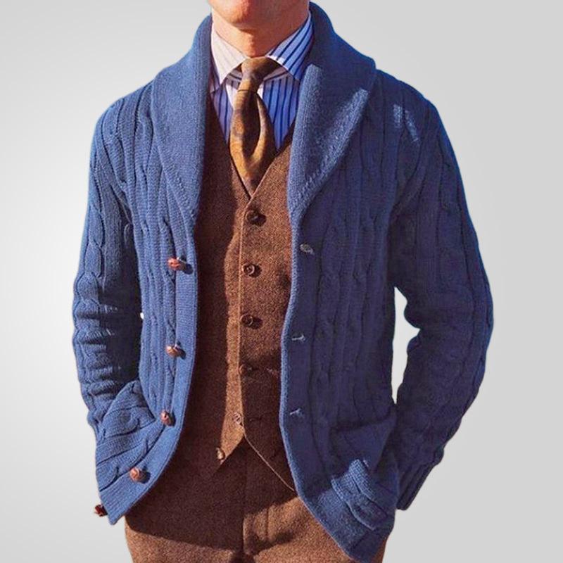 Phoca largha Sjaalkraag Cardigan Truien voor Heren Slim Fit Trui Lange Mouw Gebreid Open Voorkant Cardigans Herfst Winter Trui Jassen Gebreide Herenkleding 3XL donkerblauwe kleur