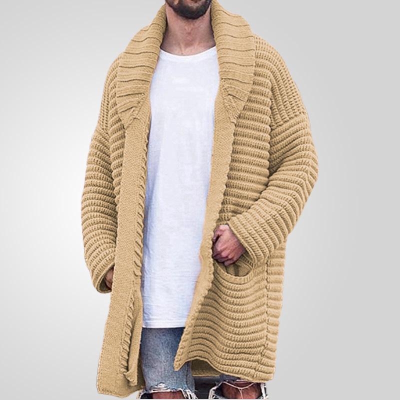 Phoca largha Heren Lange Gebreide Cardigan Truien Sjaalkraag Losse Pasvorm Lange Mouw Casual Open Voorkant Cardigans Met Zakken Herfst Winter Gebreide Truien Jas Mannelijk 2XL kaki