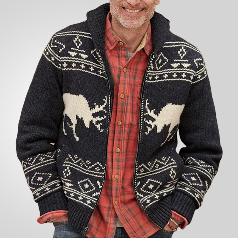 Phoca largha Heren Casual Vintage Trui Cardigans Gebreide Trui met Ritssluiting Lange Mouw Cardigan Truien voor Mannen Open Voorkant Herfst Winter Gebreide Jas Buitenkleding 3XL zwart
