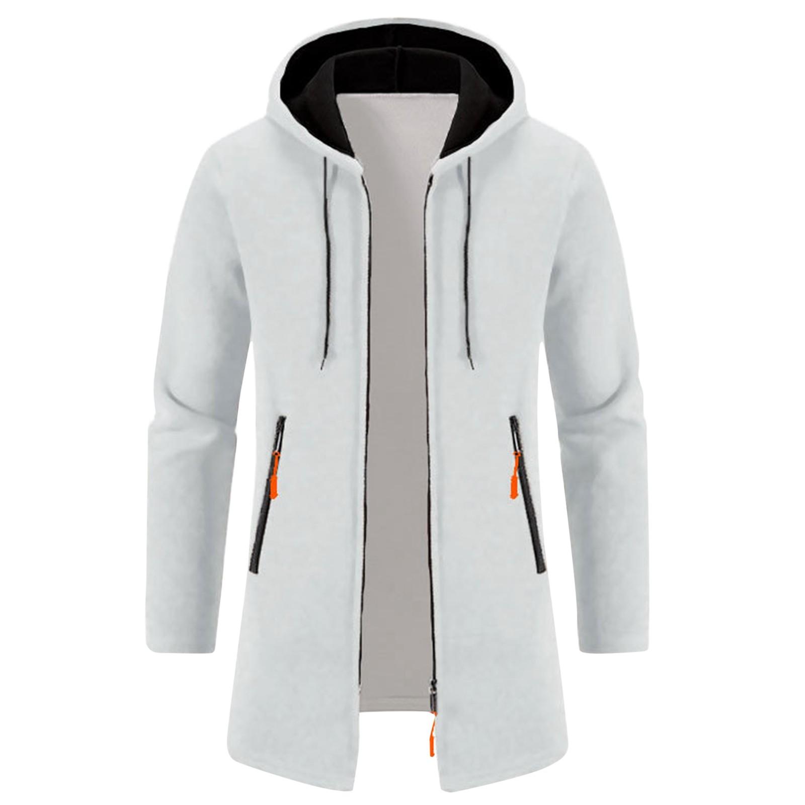 Sinking fish Heren Lente Capuchon Medium Lange Dunne Fluwelen Losse Grote Maat Trui Jas Cardigan Top Jas XL wit