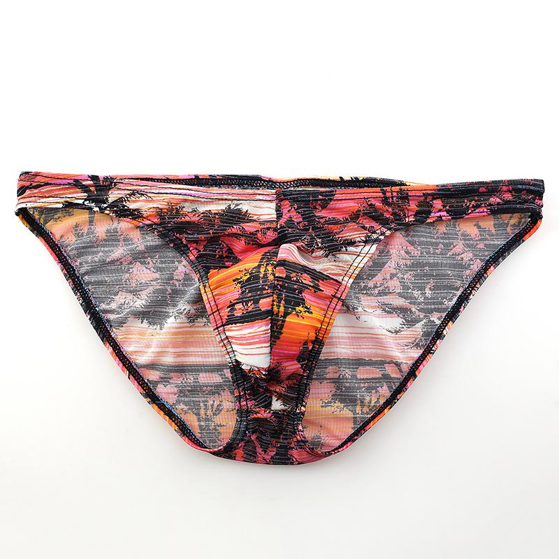 Lion-sun Heren strand kokospalm print onderbroek mesh ademende lage taille slip XL zonsondergang
