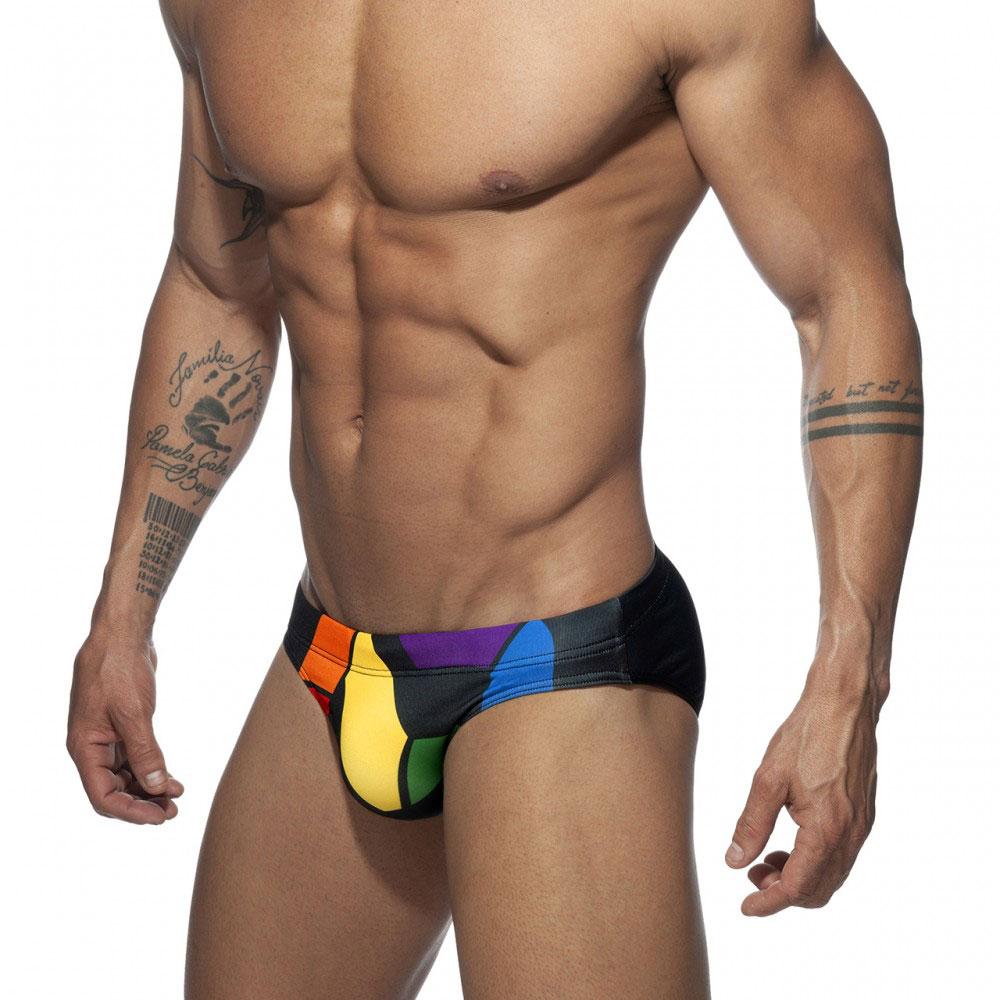 UXH Fashion Herenmode Pride Day-zwemslip Lage taille Grote maat Zomerstrandkleding XXL zwart
