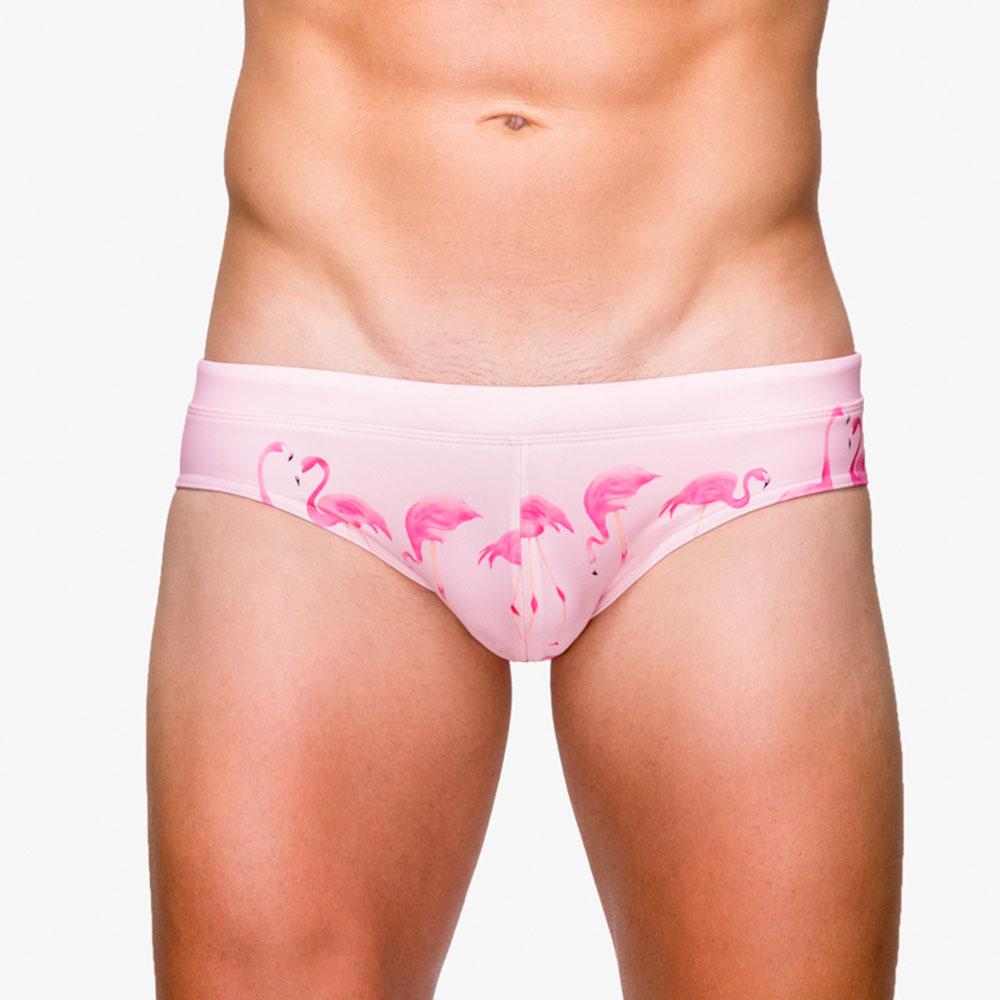 UXH Fashion Flamingo zwembroek heren sexy badmode sneldrogende badpakken met voering XXL roze