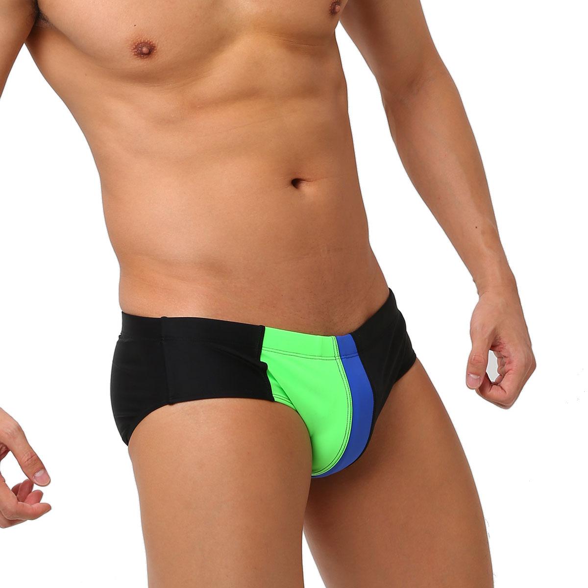 UXH Fashion Bew Brand Color Block Badmode Gestreepte Heren Zwembroek Nylon Snel Droog XXL zwart