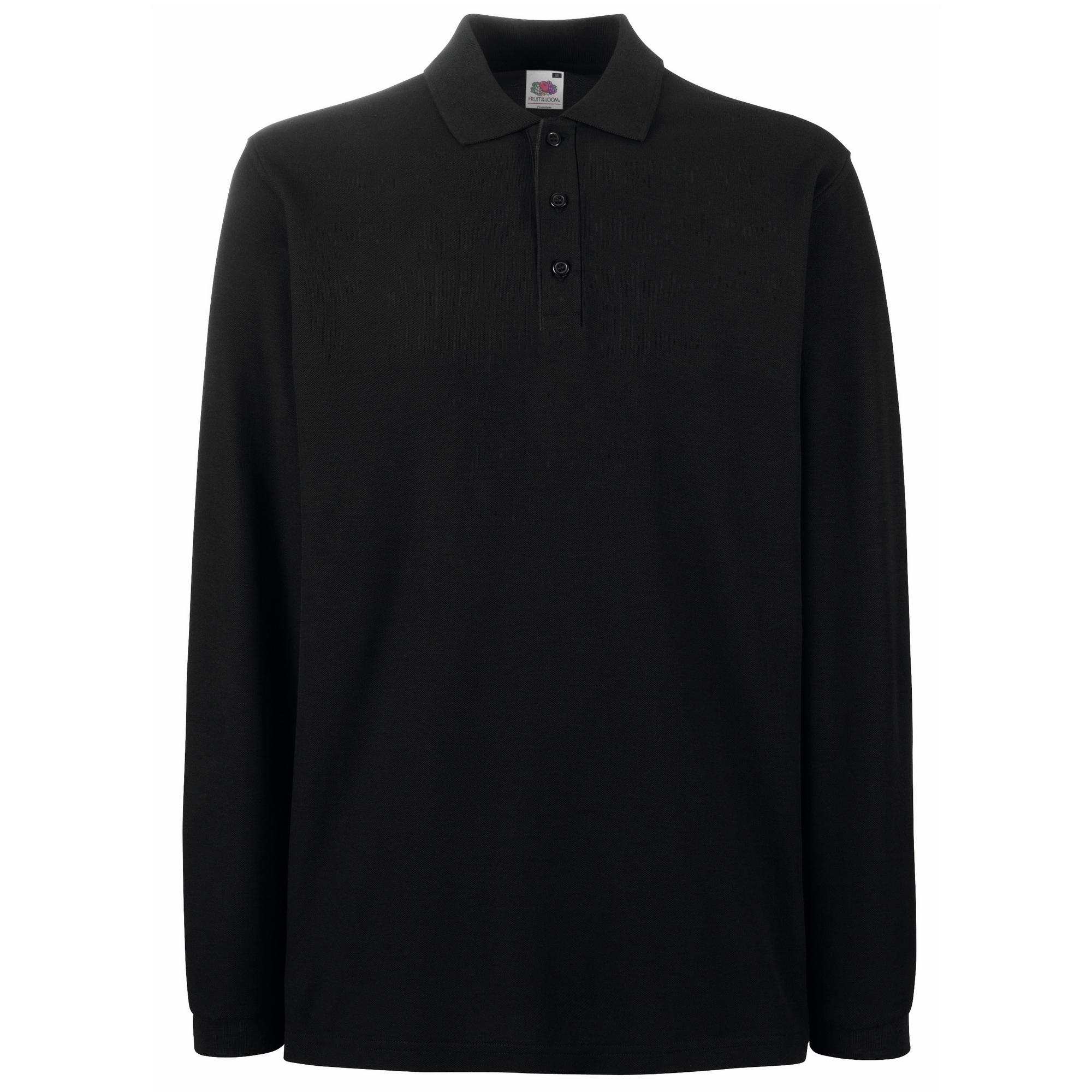 Fruit Of The Loom Mens Premium Long Sleeve Polo Shirt L zwart