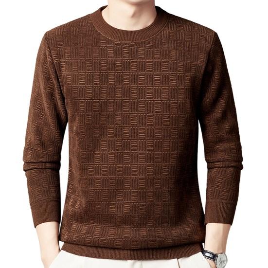 Guannuotong Mannen herfst winter top ronde hals dik warm zacht effen kleur lange mouw trui middenlengte casual dieptepunt top trui mannelijke winterkleding XL
