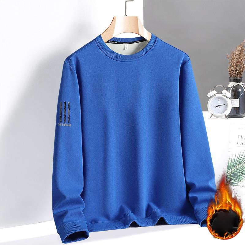 Phoca largha Heren sweatshirt met ronde hals, warme, met sherpa gevoerde sweatshirts, ondergoed met lange mouwen, tops, winterfleece trui, grote maten voor mannen, effen dikke T-shirts 8XL