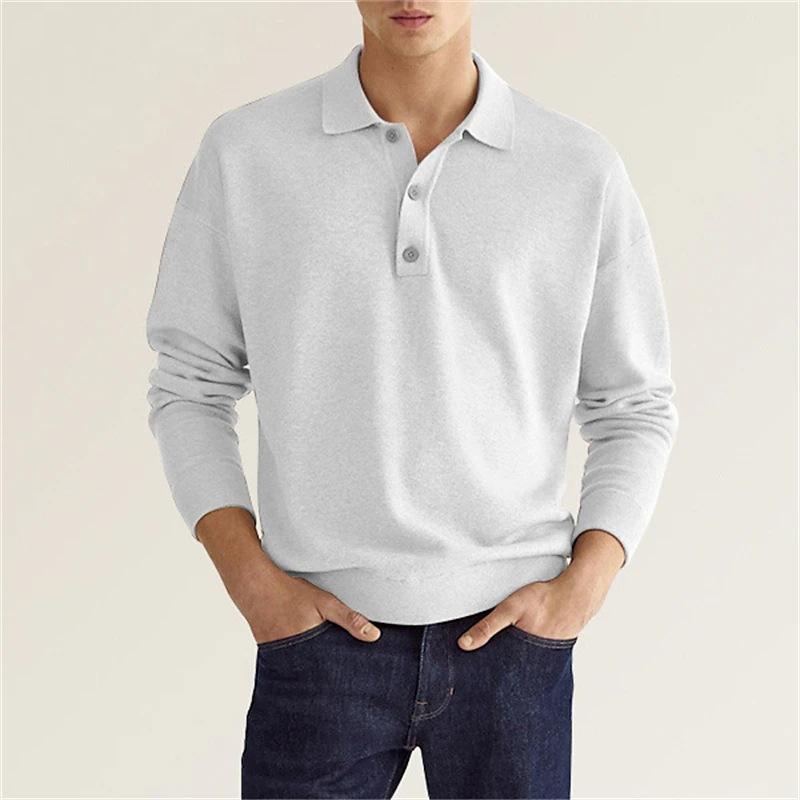 WowClassic Lente Herfst Lange Mouw Polo Shirt Omgeslagen Kraag Overhemden Met Knoopsluiting Heren Casual Polo's Top S