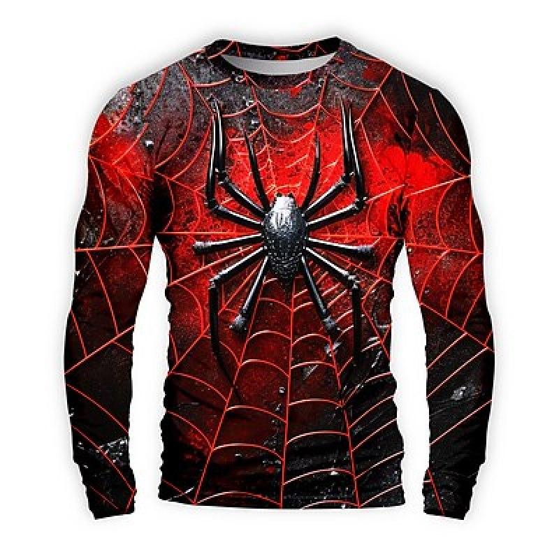 ETST 03 Grafisch Spinnenweb Mode Casual Heren 3D Print Feest Casual Festival T-shirt Lange mouw Ronde hals Kleding Kleding Normaal 6XL