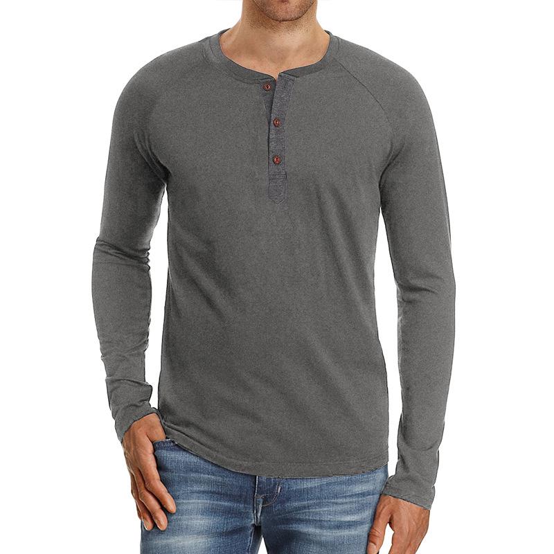 MAO MAO DIAN Herenoverhemd met lange mouwen, effen, casual onderhemd, slim-fit heren-T-shirt met ronde hals XXL