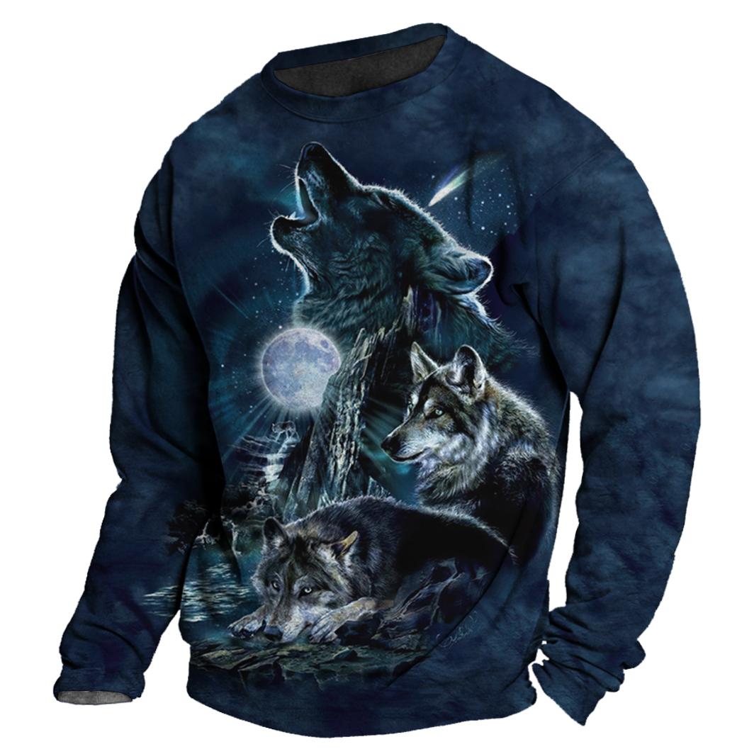ETST 05 Heren Herfst Lange Mouw T-shirt Wolf Dier Grafische 3D Print Tees Top Harajuku Pullover Casual Oversize Streetwear Herenkleding 6XL