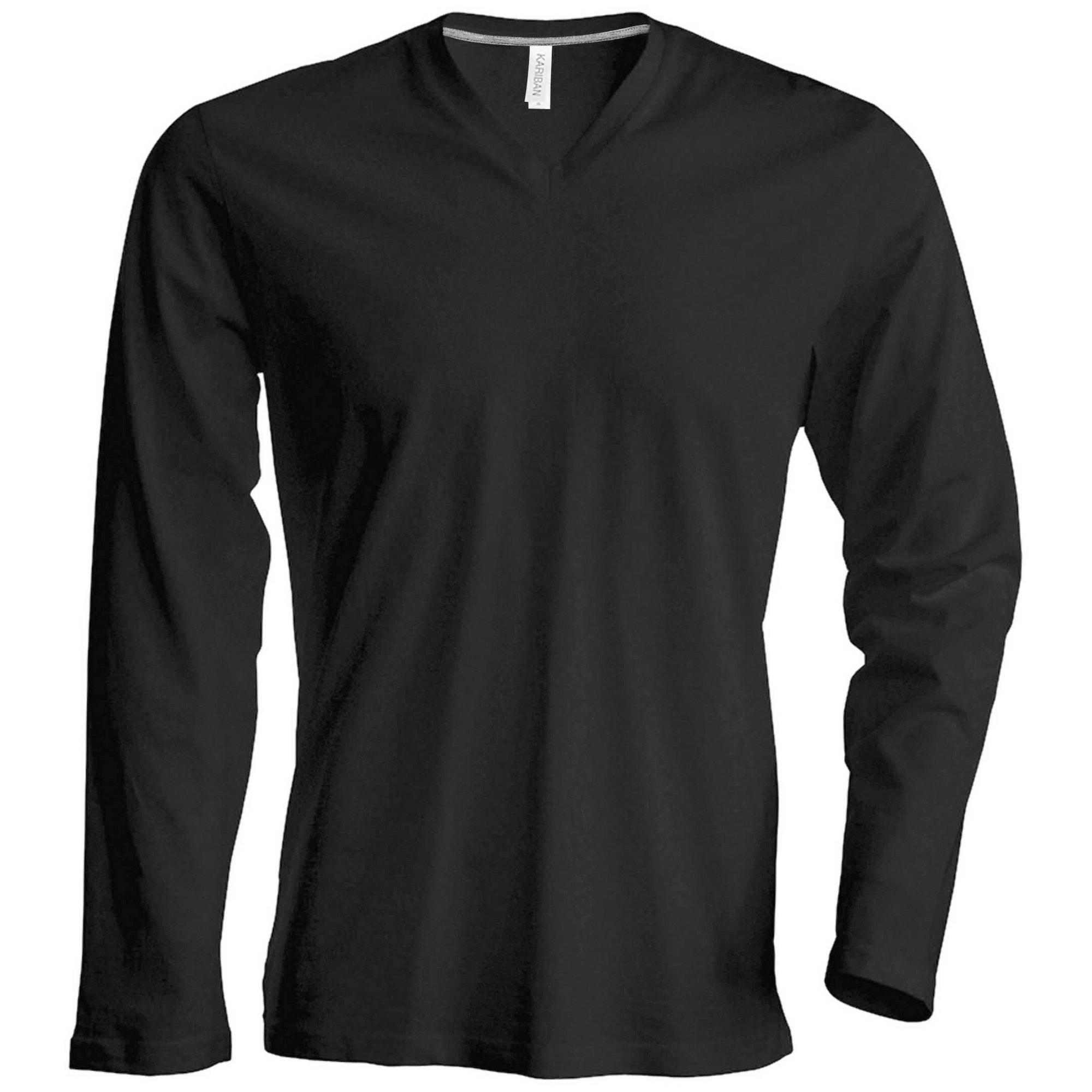 Kariban heren slim fit T-shirt met lange mouwen en V-hals 3XL