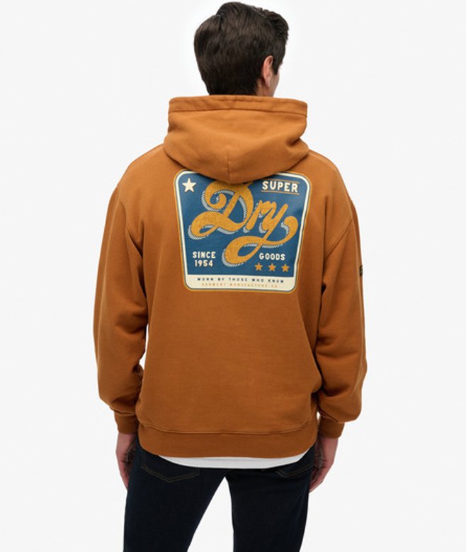 Superdry Tap Room Oversized Hoodie Brown