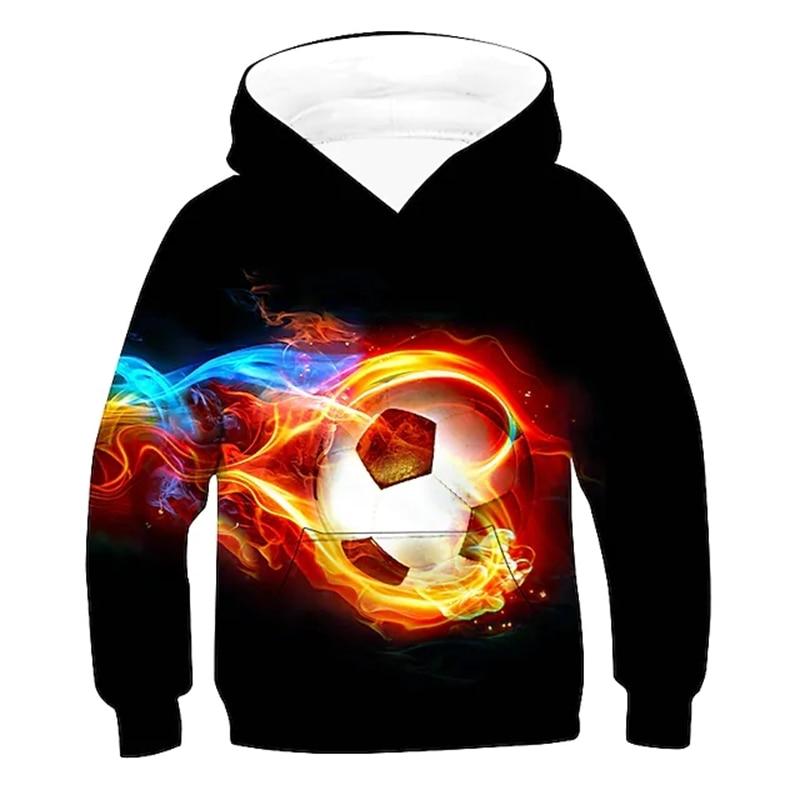 ETST WENDY 09 2023 Herfst Winter Kinderen Jongens Hoodie Lange mouw 3D Print Voetbal Meisjes Vrije tijd Sweatshirt Dagelijks Actieve mode Streetwear Sport 150