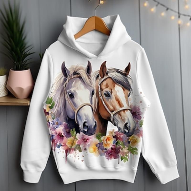 ETST WENDY 012 Jongens Grils 3D Shark Hoodie Pullover Lange Mouw 3D Print Lente Herfst Mode Streetwear Kinderen 3-12 Jaar Buiten Casual Dagelijks 160CM