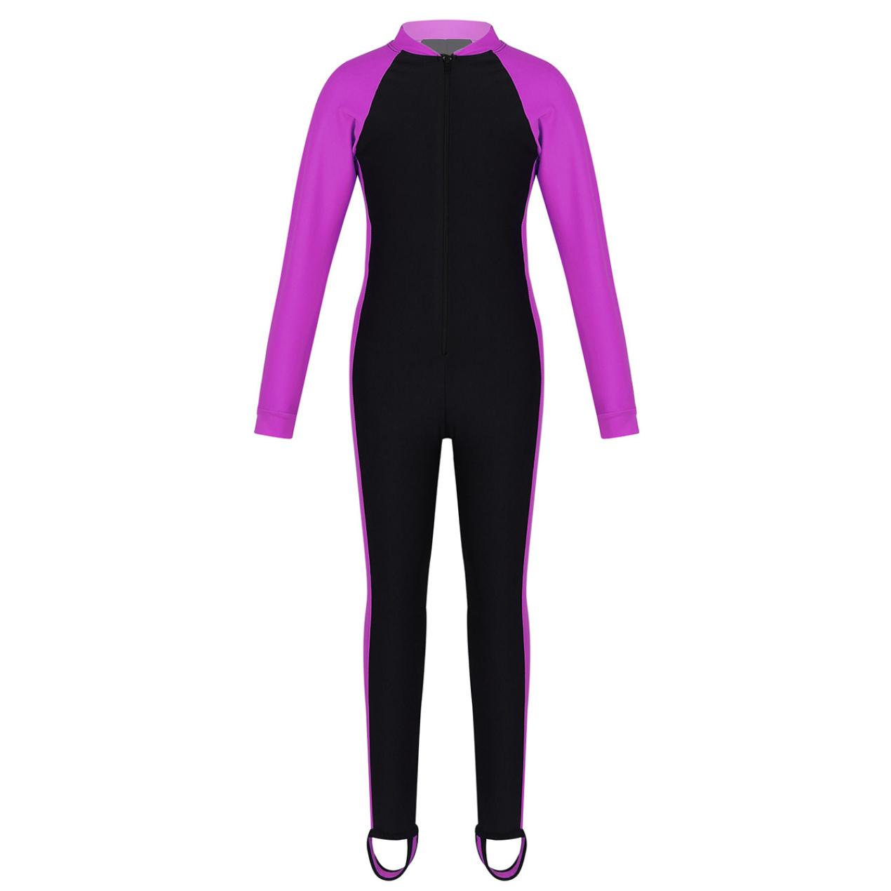IEFiEL Kinderen eendelig zwempak met lange mouwen, unisex meisjes badmode, Rush Guard badmode wetsuit 10-12 Years helder roze