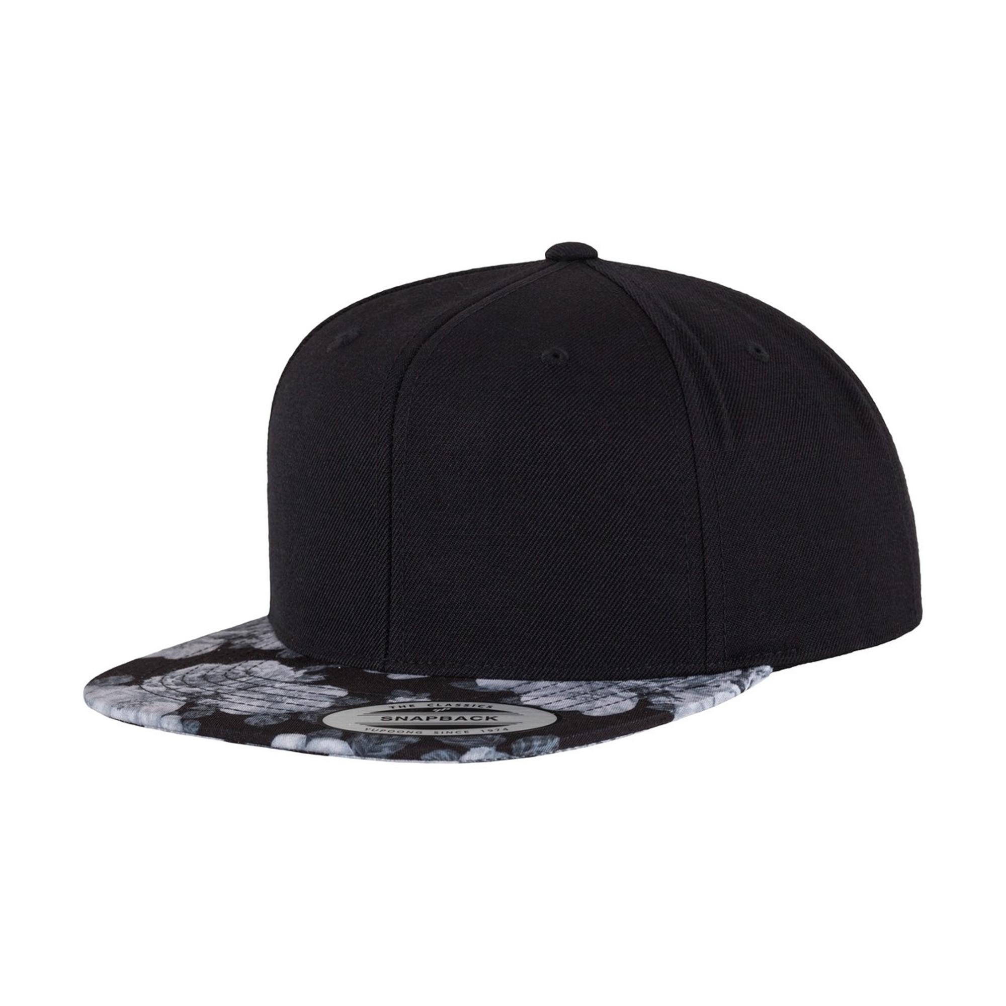 Flexfit by Yupoong Unisex-snapback-pet met rozenprint One Size grijs/zwart