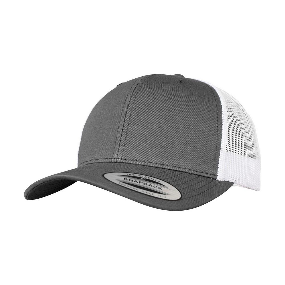 FLEXFIT unisex volwassen retro tweekleurige truckerpet One Size wit/donkergrijze kleur