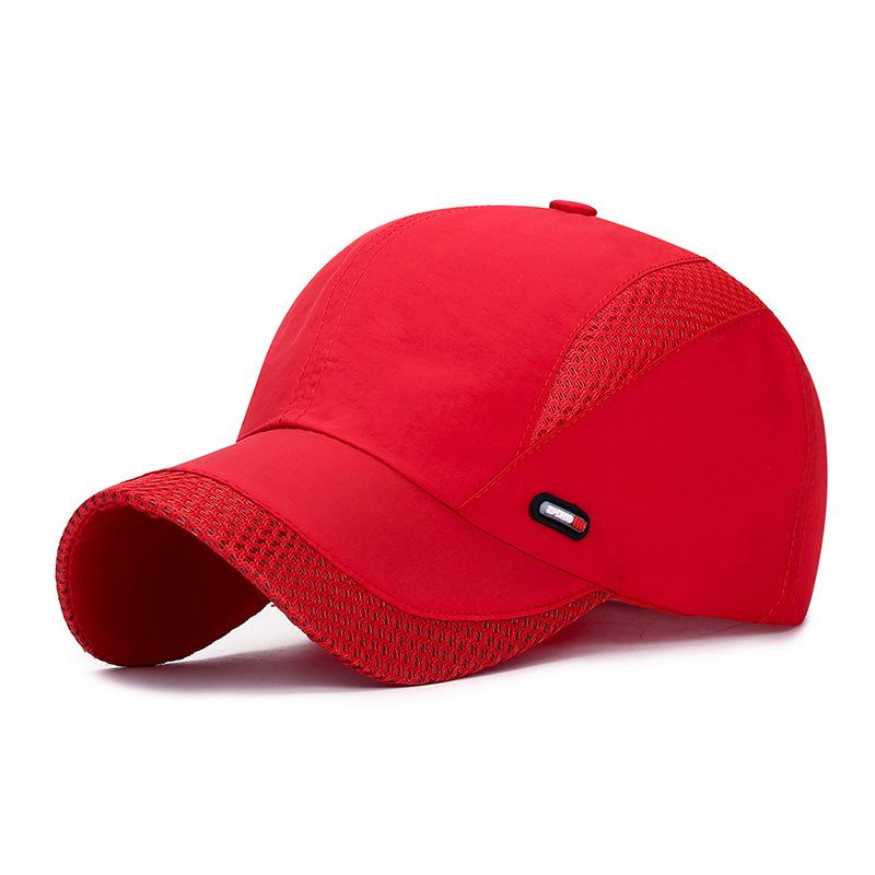 ONIHUA Zomer Mesh Baseball Cap Sneldrogende Hoed Mannen Outdoor Sport Zonnehoed Vrouwen Paardenstaart Panama Cap Vizier Snapback Golf vissen Hoeden 55-60cm rood