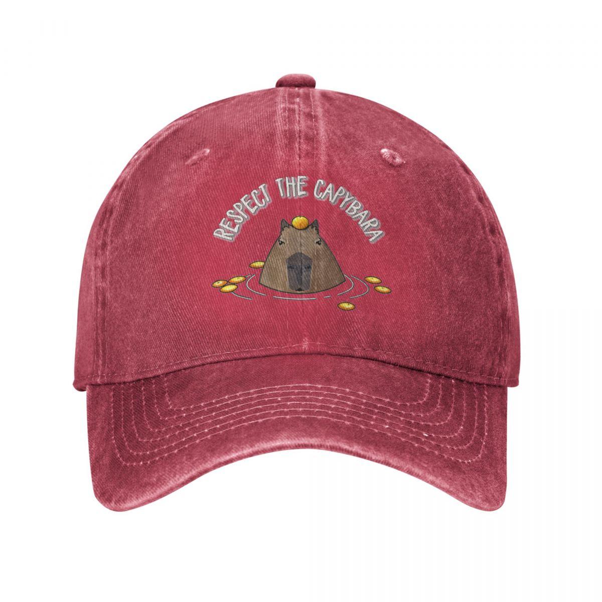 91440605MAC3NXC54W Respect The Capybara Baseball Cap Accessoires Retro Versleten Denim Zonnepet Unisex Stijl Buitenactiviteiten Cadeau Hoeden Pet One Size