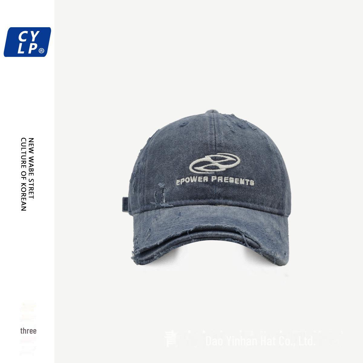 CrossCart Unisex vintage denim baseballpet met geborduurde letters - Trendy Koreaanse stijl voor de zomer Adjustable Vloot