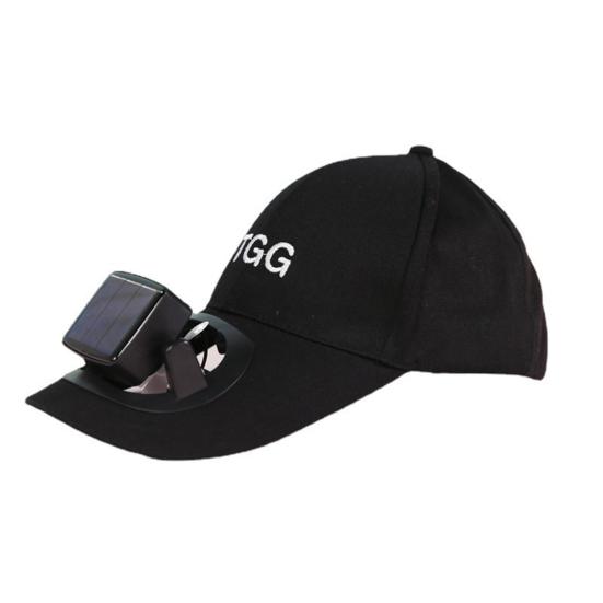Taoxihao Fan Sunhat Sterke Wind Koelende Zonneklep Letter Borduurwerk Lange Rand Zonbescherming Afneembare Fan USB Of Zonne-oplaadbare Heren Fan Cap Hoofddeksel zwart