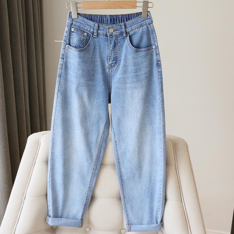 Landon Dames Jeans Lente Herfst Elastische Taille Lichtblauwe Losse Denim Broek Harem Broek Vrouwelijke Casual Broeken XL lichtblauwe kleur