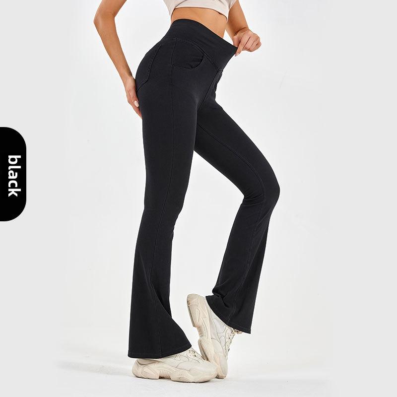 VantaGoods Dames yogabroek met hoge taille en zakken - imitatiedenim, buikcorrectie, perfect voor buiten en casual fitness. L