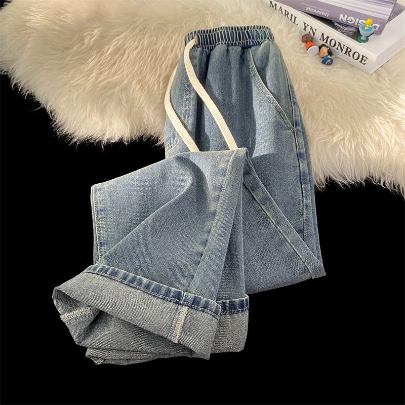 VantaGoods Unisex elastische taille retro rechte jeans - Trendy Amerikaanse High Street stijl voor lente en herfst XXXL